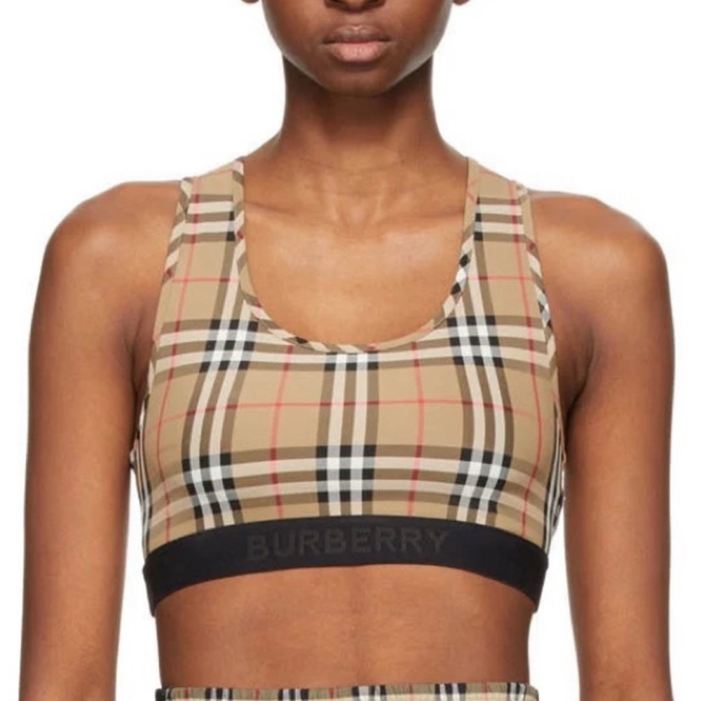NWT Burberry Beige Check Dalby Sports Bra